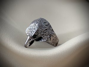 Large, Heavy 3D Eagle Hawk Head Ring 9 RENTAL