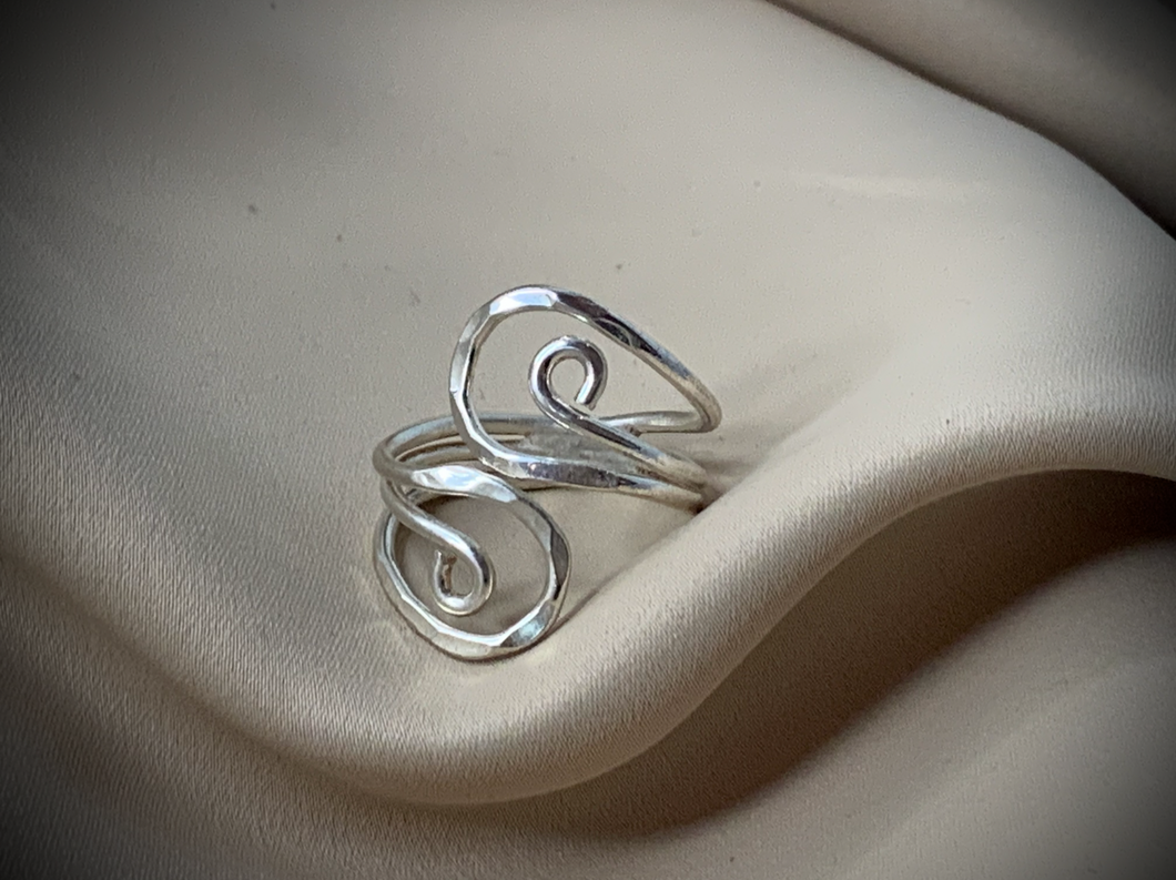 Silver Tall Open Wrap Ring w/Swirls RENTAL