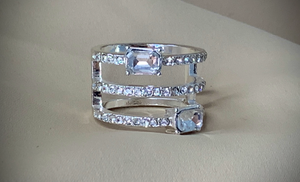 Sparkling 3 Spaced Bands w/Faux Diamond Accent Ring RENTAL