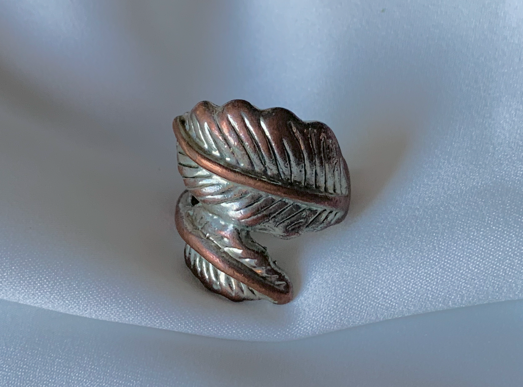 Double Leaf Wrap Ring Copper/Silver RENTAL