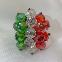 Load image into Gallery viewer, Vintage Inspired Red/White/Green Bead Ring w/Movement RENTAL
