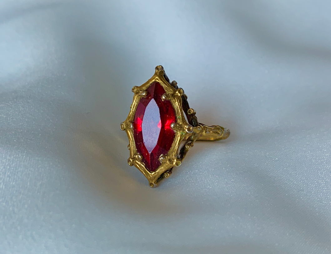 Early 1900's Faux Ruby on Twig Inspired Brass Setting RENTAL